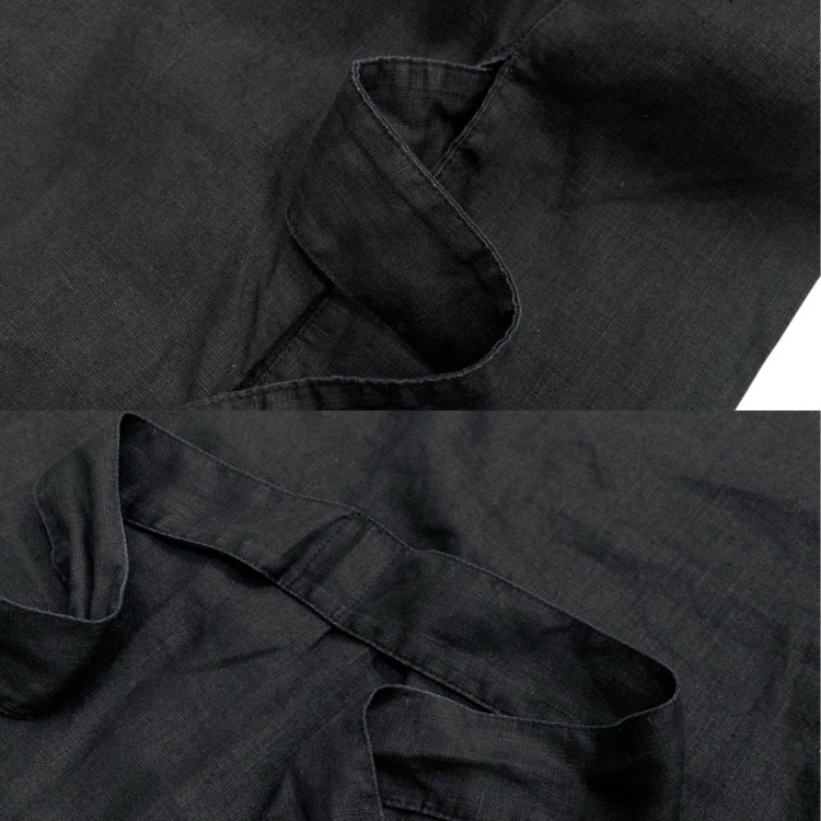 HYKE ハイク LINEN PONCHO Vネックワンピース ブラック 1 231-16164