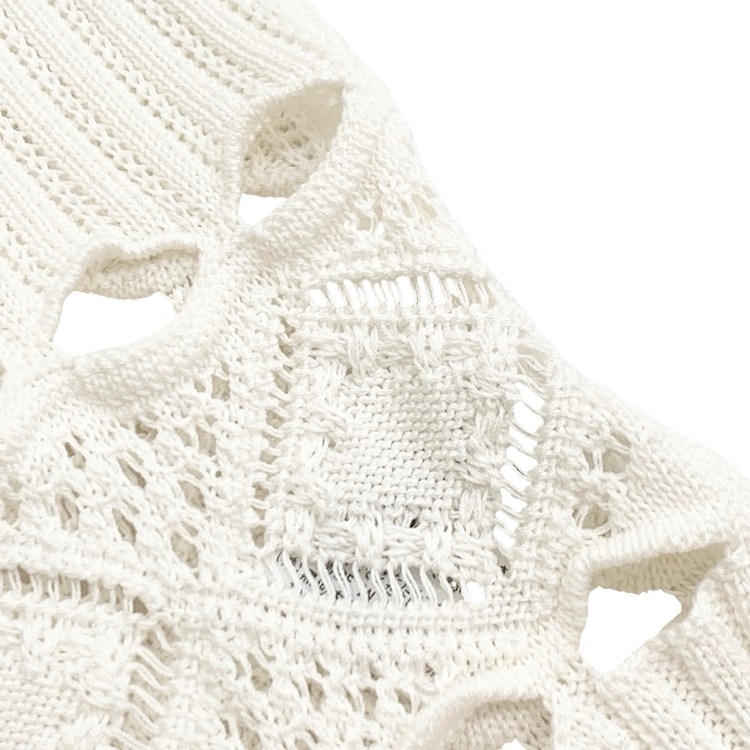 2024SS Mame Kurogouchi マメクロゴウチ Cotton Lace Sleeveless Knitted Top レースニットトップ ホワイト 2 MM24SS-KN063