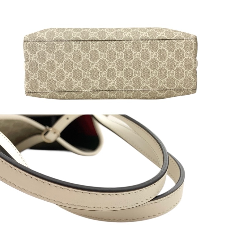 GUCCI グッチ GGエンブレム ミディアムトートバッグ 2wayショルダー ベージュ/ホワイト 815214 FAD6L 9641
