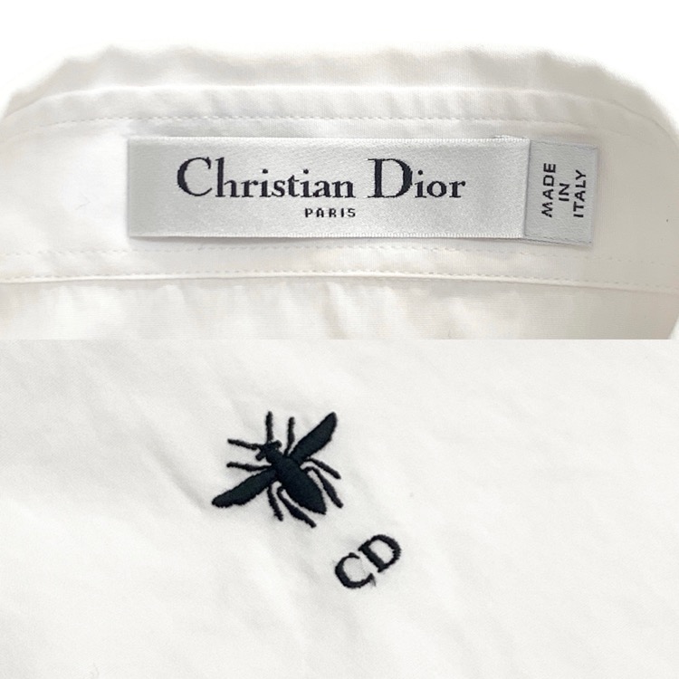 Dior ディオール BEE刺繍 パールカフス ショートスリーブシャツ ホワイト 36 351B07A3356