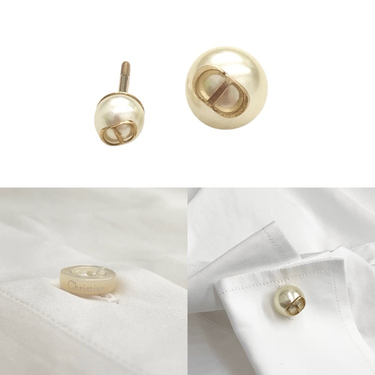 Dior ディオール BEE刺繍 パールカフス ショートスリーブシャツ ホワイト 36 351B07A3356