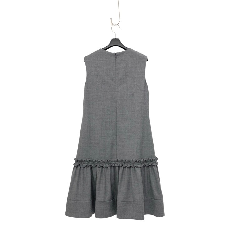 Rene basic ルネ 切替フリル ドレス グレー 34 5946120