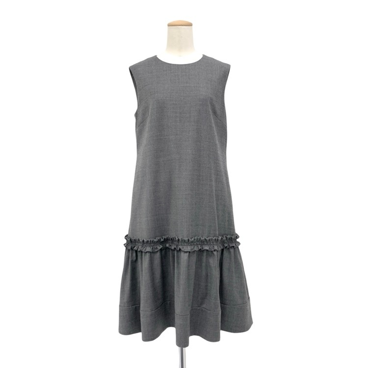 Rene basic ルネ 切替フリル ドレス グレー 34 5946120
