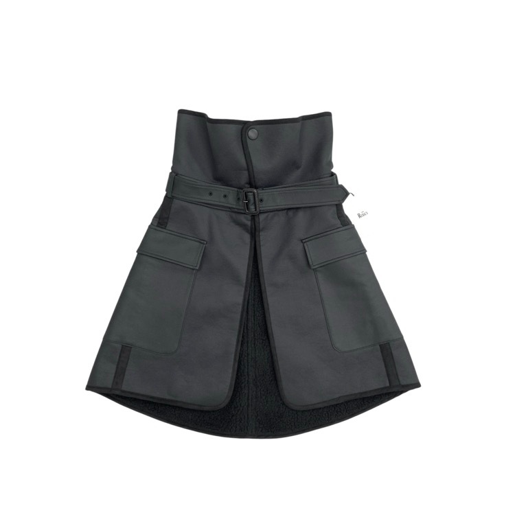 THE RERACS ザ リラクス SYNTHETIC MOUTON SKIRT ムートン ラップスカート ブラック 38 22FW-RESK-139L