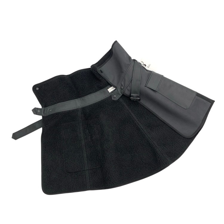 THE RERACS ザ リラクス SYNTHETIC MOUTON SKIRT ムートン ラップスカート ブラック 38 22FW-RESK-139L