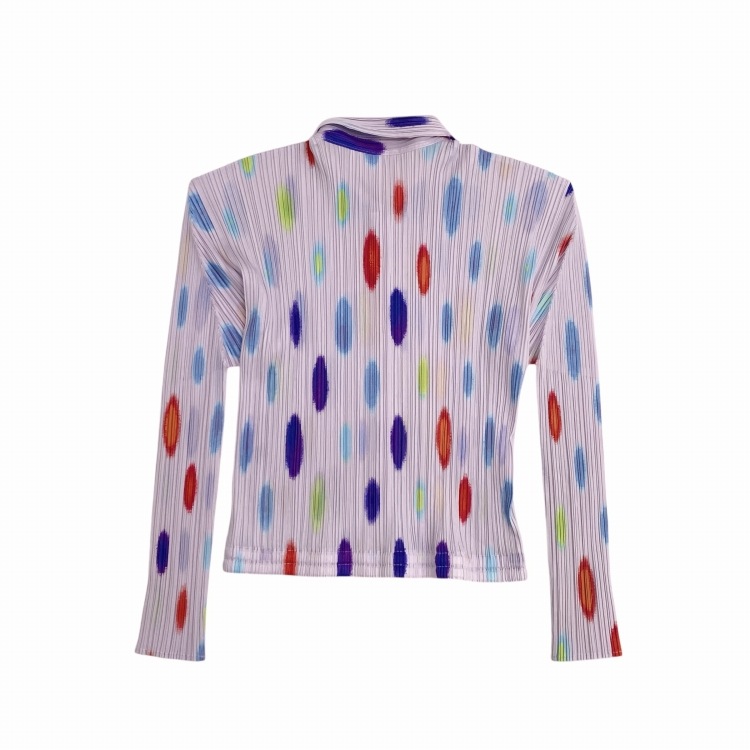 PLEATS PLEASE ISSEY MIYAKE プリーツプリーズ イッセイミヤケ ドットプリント プリーツブラウス シャツ パープル 4 PP12-JJ621