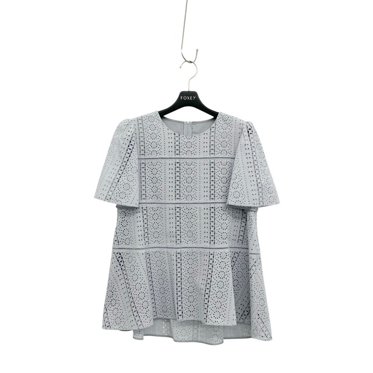 FOXEY フォクシー ブラウス プロヴァンス コットンアイレット ブルー 38 45167-SBOY
