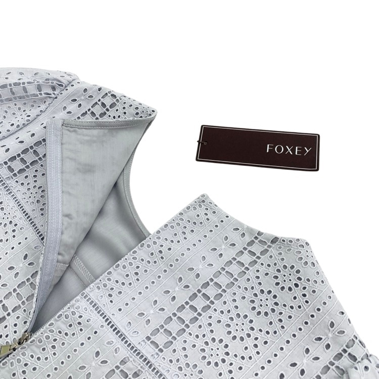 FOXEY フォクシー ブラウス プロヴァンス コットンアイレット ブルー 38 45167-SBOY