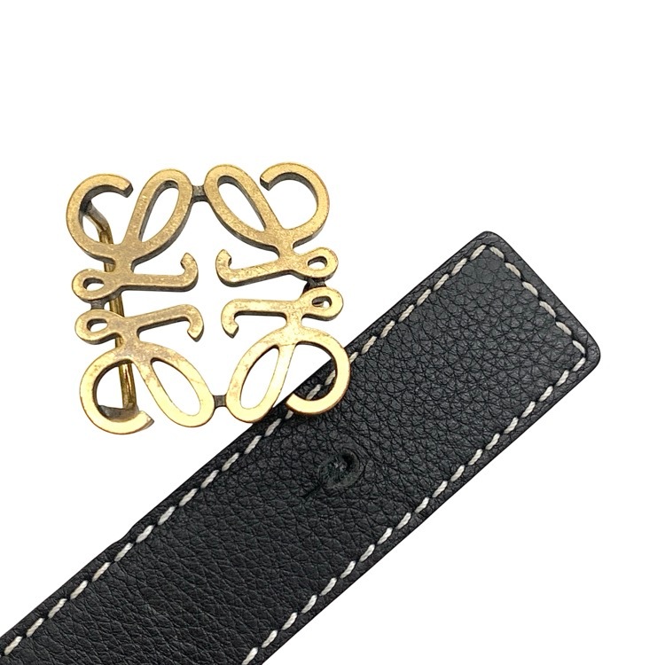 LOEWE ロエベ リバーシブルアナグラムベルト ブラック×ネイビー 36/90 181944