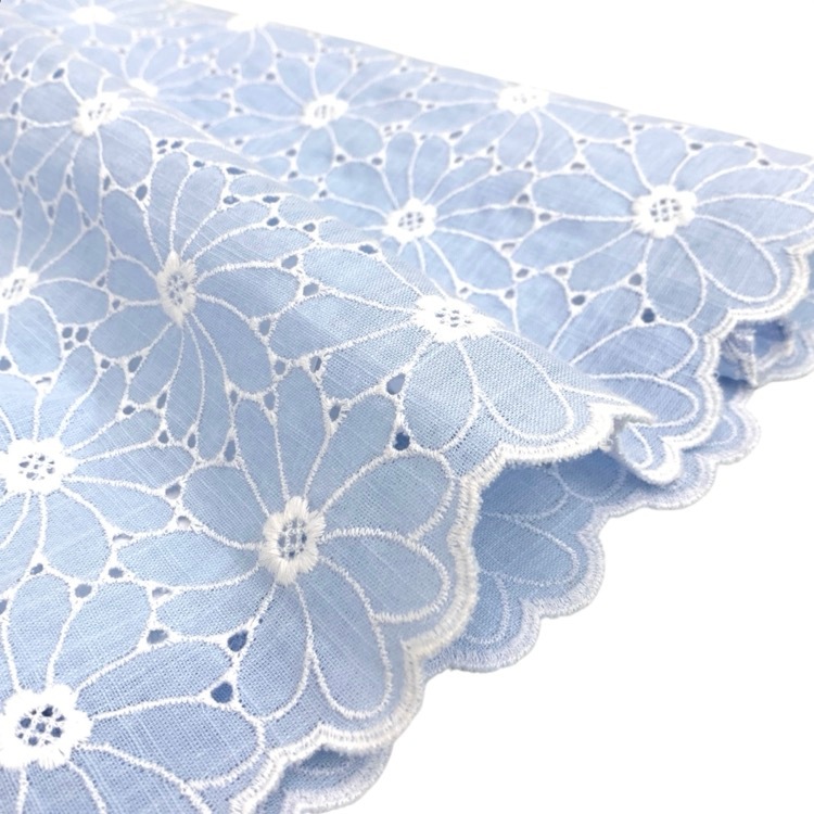 ♡ルネ rene♡ お花柄レースリネンワンピース Rene ルネ 花柄刺繍ワンピース ライトブルー ホワイト 34 6626170 古着