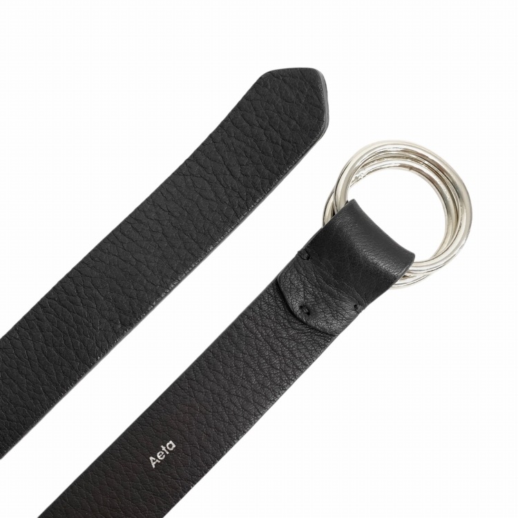 Aeta アエタ DEER OVAL RING BELT ディアレザー リングベルト ブラック DA38