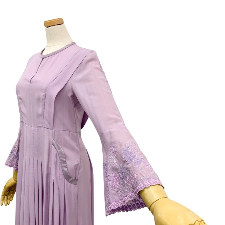 未使用品 Mame Kurogouchi マメクロゴウチ Botanical Embroidery Dress ボタニカル刺繍ワンピース パープル 1 MM19SS-DR712