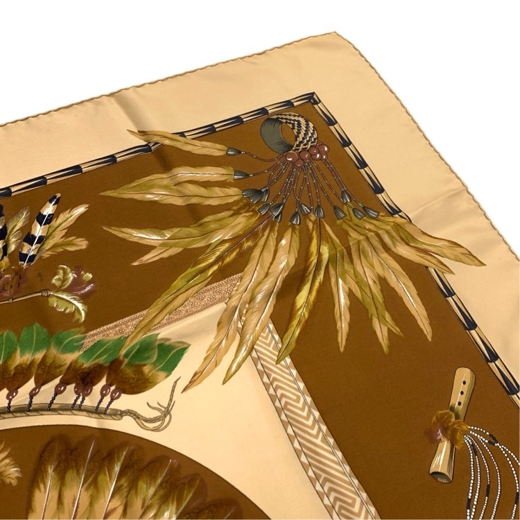 HERMES エルメス カレ90 BRAZIL ブラジル シルク スカーフ ブラウン