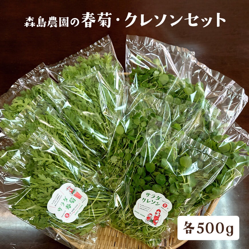 大容量でお買得♪サラダクレソン＆サラダ春菊セット 【各500g】