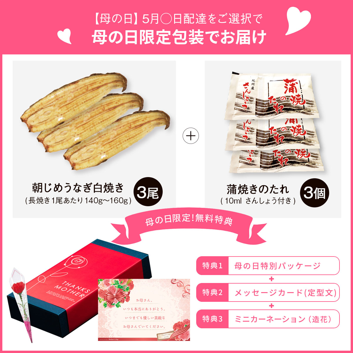 朝じめうなぎ白焼き3尾（4～5人前）【国産】【長焼き】