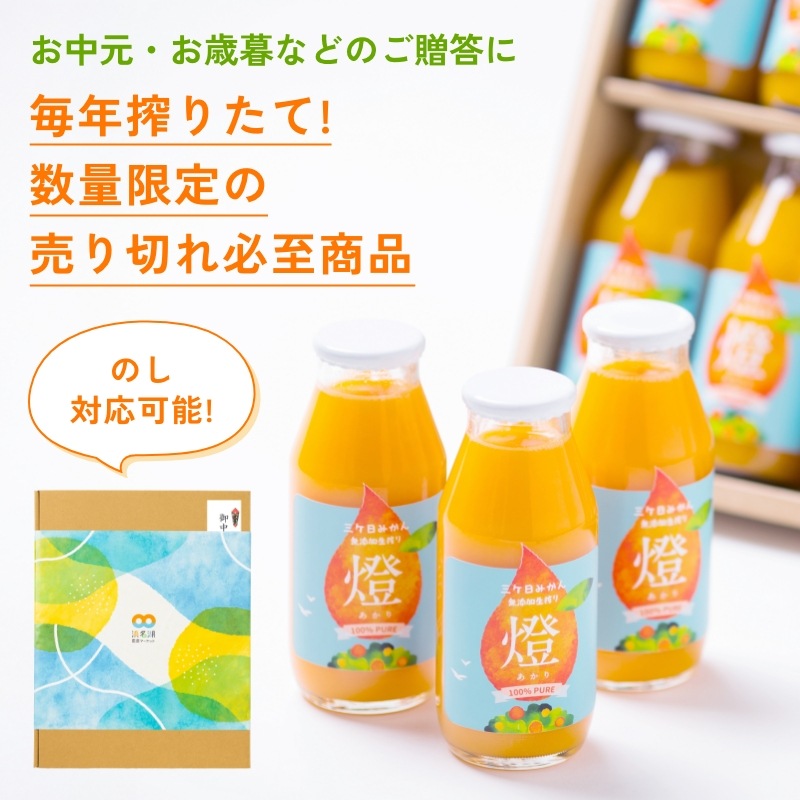 超濃厚!三ヶ日みかん100%ジュース -燈(あかり)- 1000ml×2本入