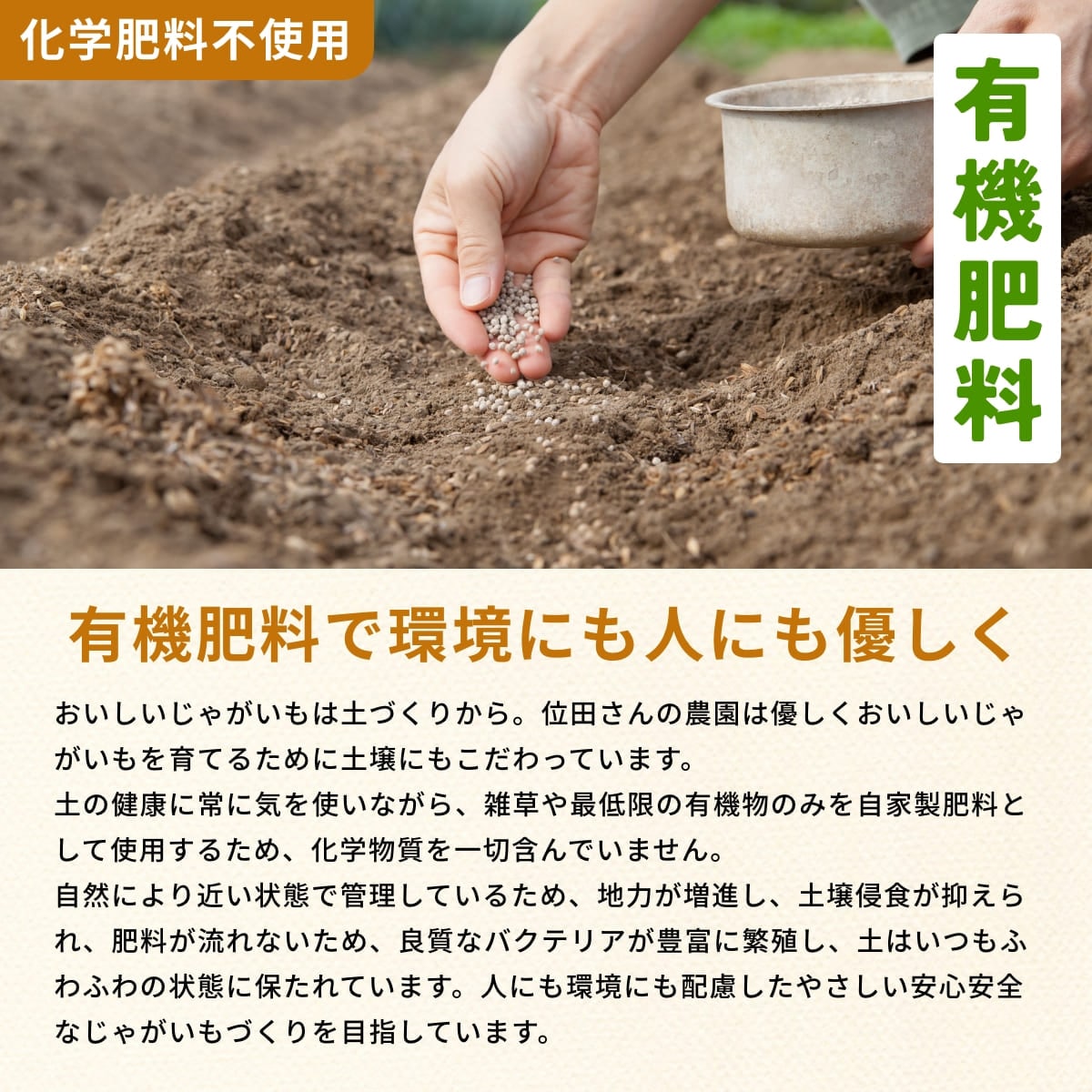 位田さんの完全無農薬じゃがいも 8kg【無選別品】