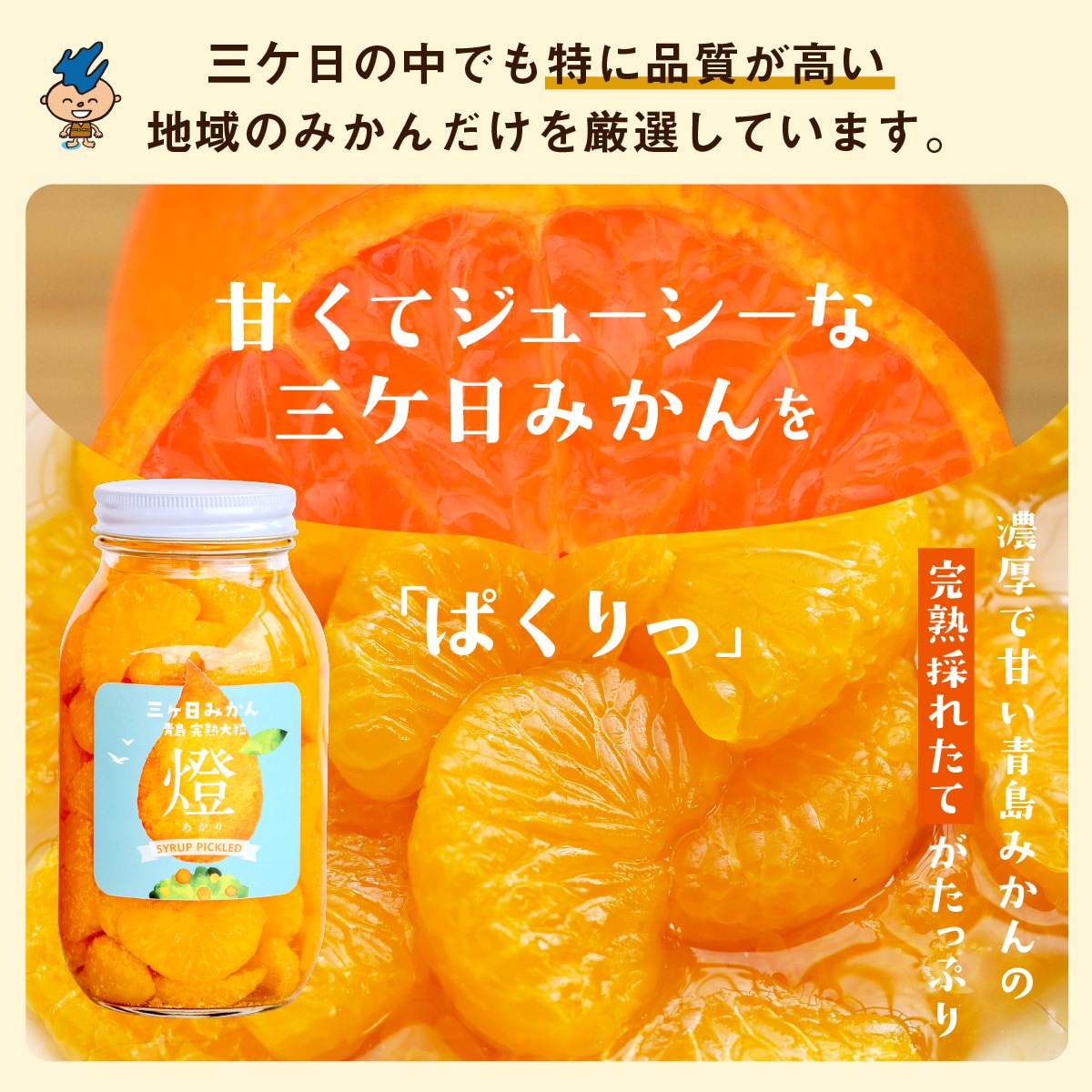 超濃厚！三ヶ日みかんシロップ漬け -燈(あかり)- 900g×2本