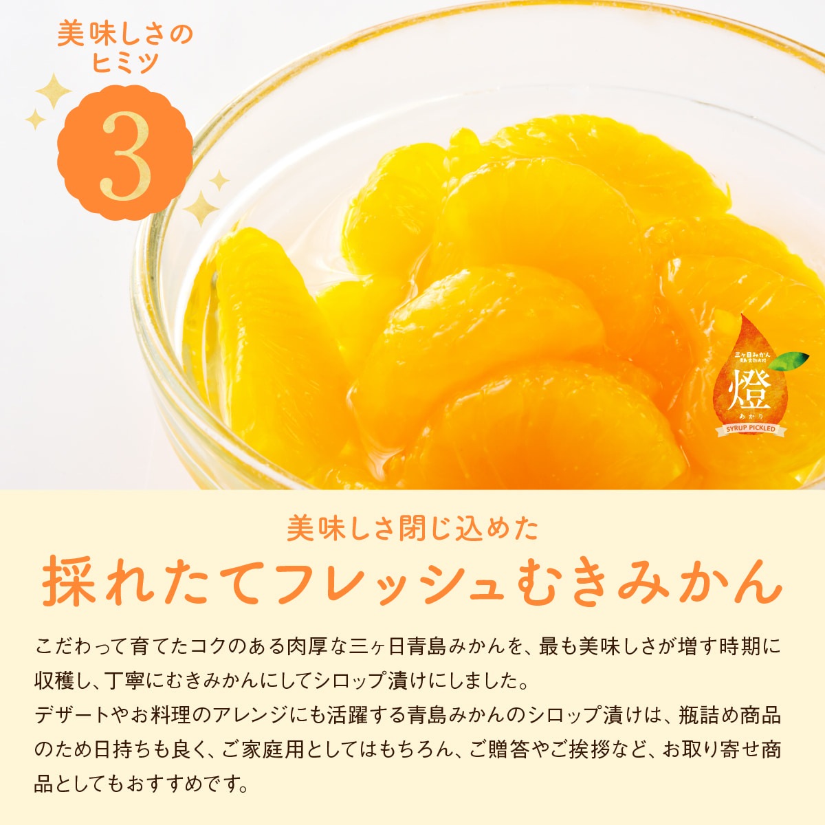 超濃厚！三ヶ日みかんシロップ漬け -燈(あかり)- 900g×2本