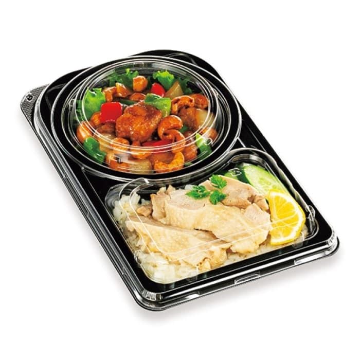 シーピー化成 弁当容器　CBFNランチ 11　本体　黒(R)  50枚入×12袋（600枚）/箱