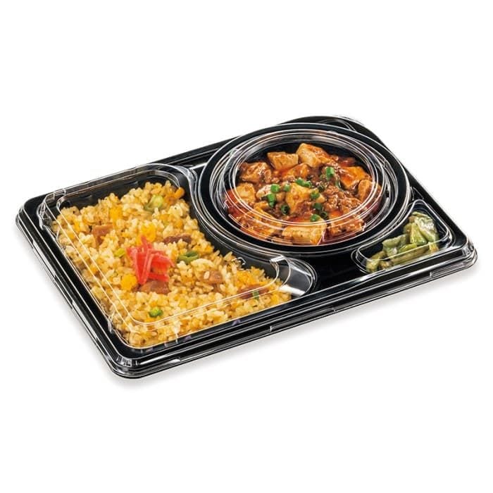 シーピー化成 弁当容器　CBFNランチ 12　本体　黒(R)  50枚入×8袋（400枚）/箱