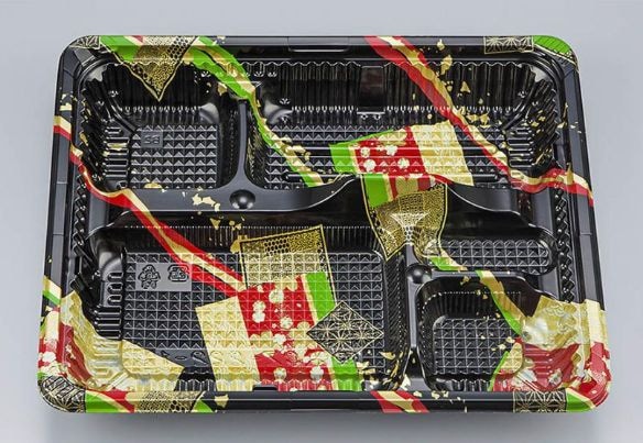 シーピー化成 弁当容器 CZ-222-1 彩帯黒 本体(N) 50枚入×12袋（600枚）/箱