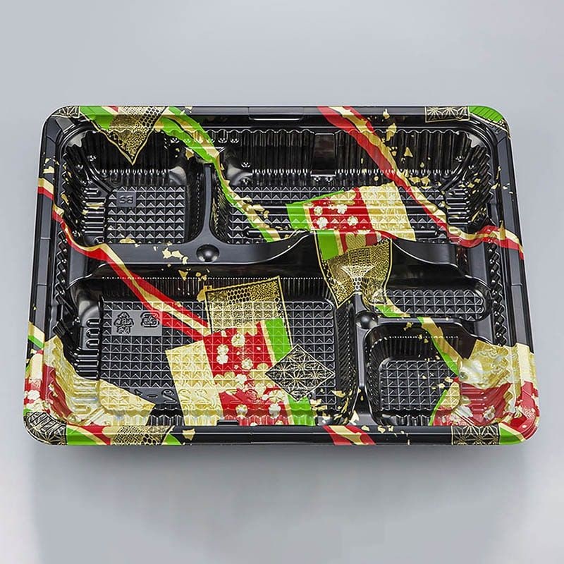 シーピー化成 弁当容器 CZ-222-1 彩帯黒 本体(N) 50枚入×12袋（600枚）/箱