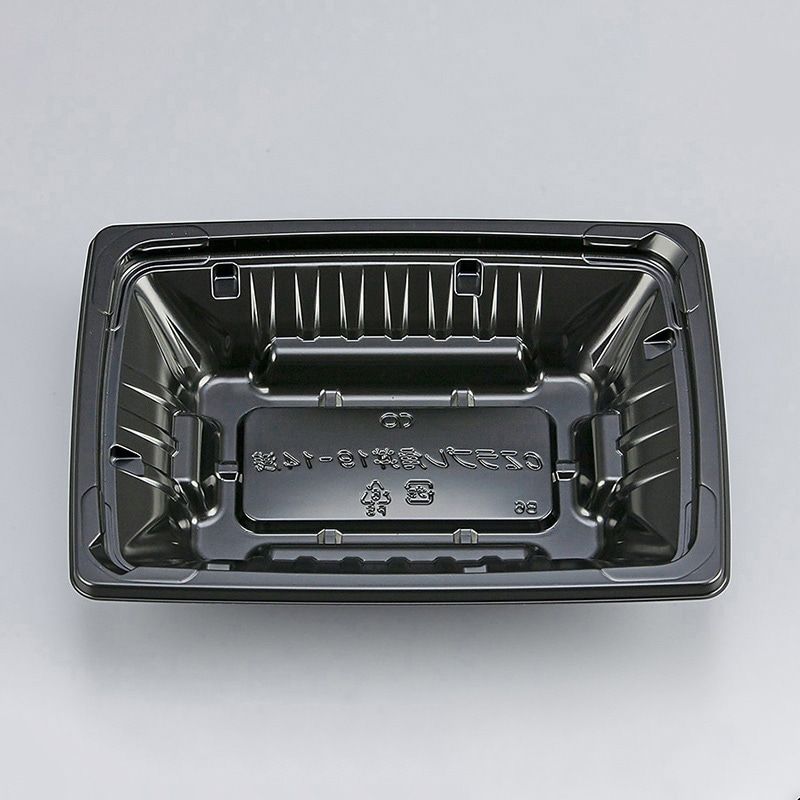 シーピー化成 丼容器 CZラプレ角丼 19-14浅 本体 BS黒　50枚入×18袋（900枚）/箱