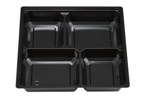 黒ZP C1 中仕切】70-70 【弁当容器 エフピコチューパ300(50×6) 50枚 黒
