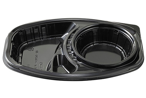エフピコチューパ 弁当容器　デリカランチ　DLオーバル26-18 黒本体　50枚入×８袋（400枚）/箱.