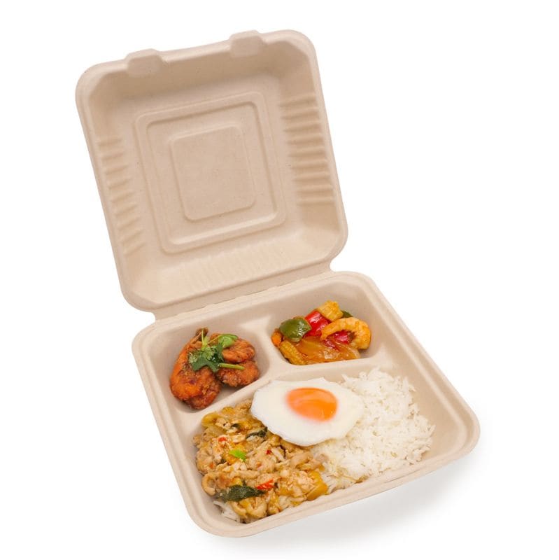 ダイモン エコ容器　ムギ＆タケ フードパック 3Partition AGM-04　50枚入×8袋（400枚）/箱