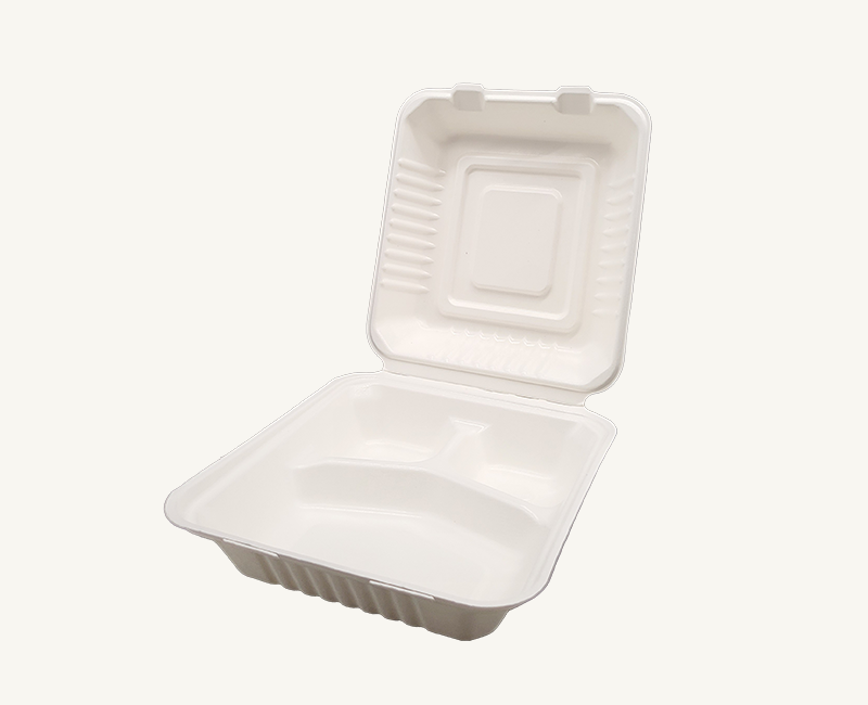 ダイモン エコ容器　サトウキビ フードパック 3Partition with PLA AGS-29　50枚入×8袋（400枚）/箱