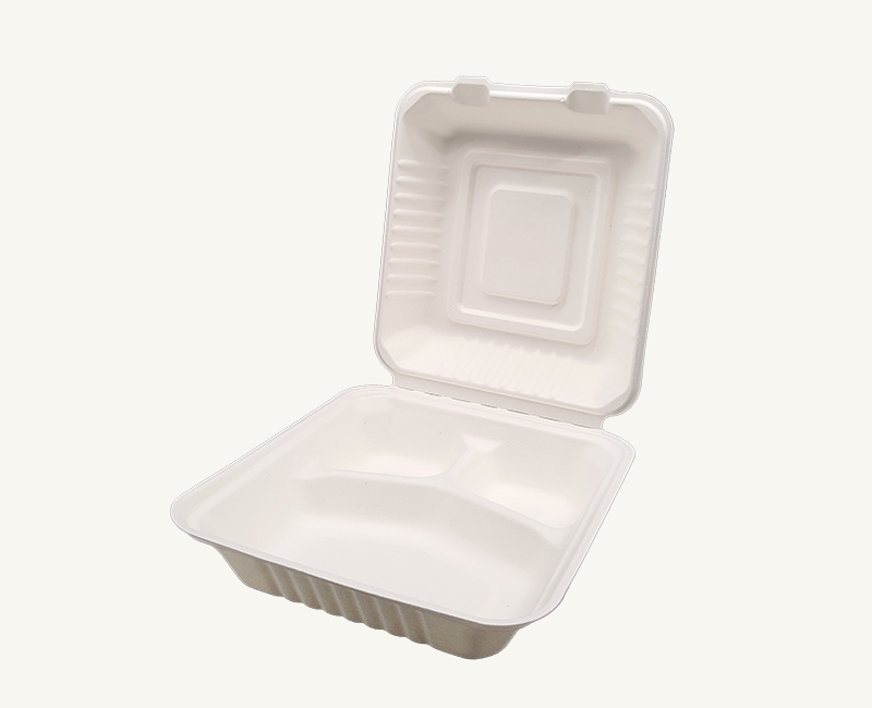 ダイモン エコ容器　サトウキビ フードパック 3Partition AGS-04　50枚入×10袋（500枚）/箱