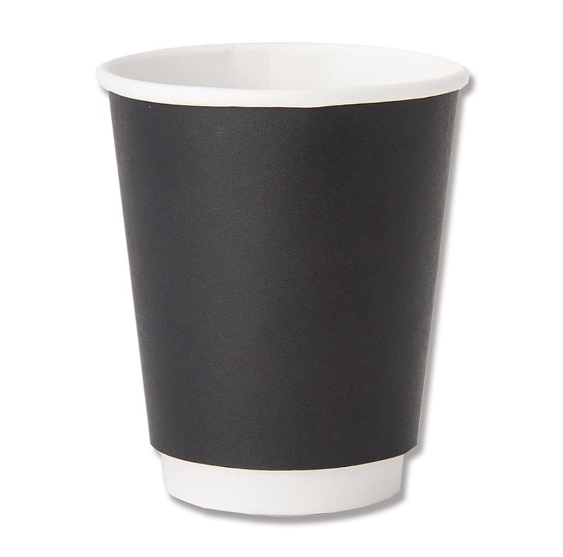 ケーピープラテック 紙コップ二重巻き　KMR-240 ブラック　25枚入×20袋（500枚）/箱