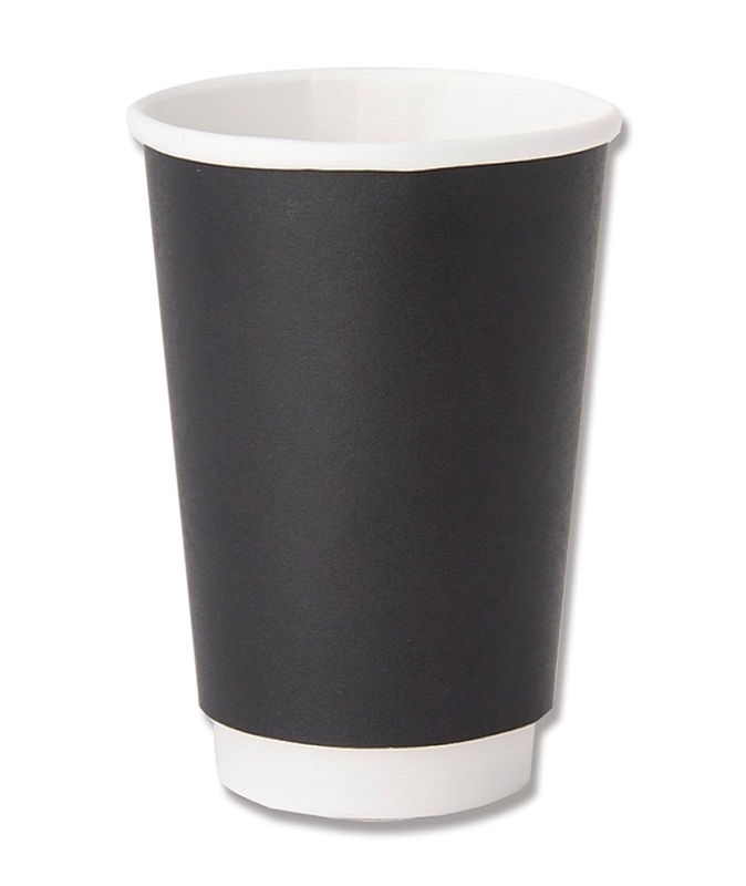 ケーピープラテック 紙コップ二重巻き　KMR-470 ブラック　20枚入×25袋（500枚）/箱