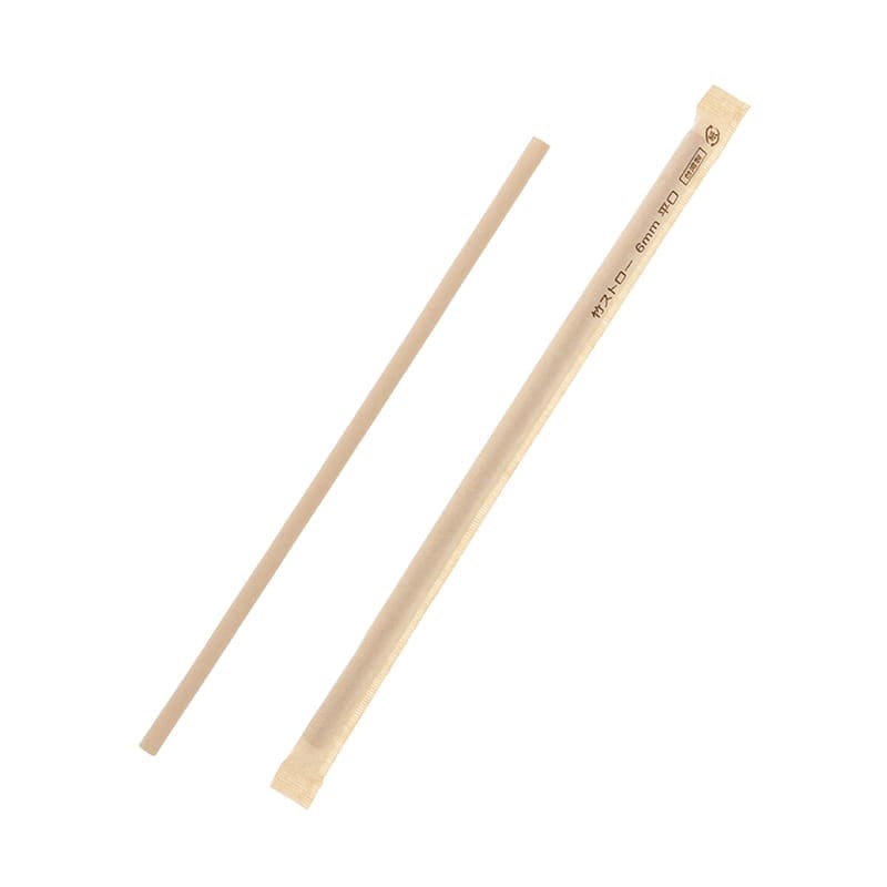 ケーピープラテック 竹ストロー 平口 6mm 単袋　400本入×10袋（4000本）/箱