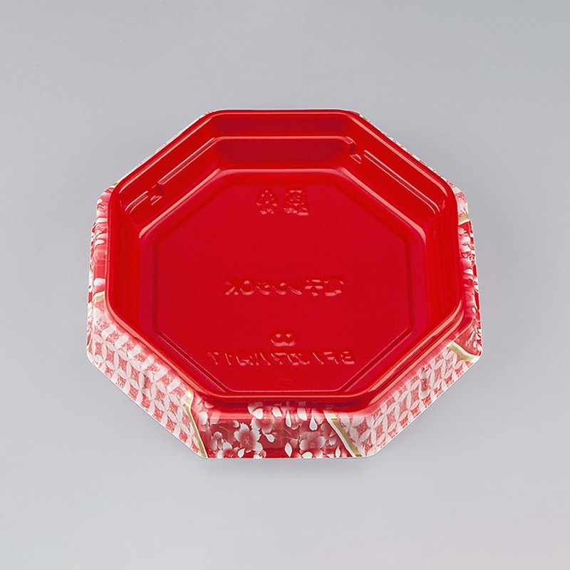シーピー化成 弁当容器　BFハカマ八角 17（N） 本体　花織／雅赤　50枚入×12袋（600枚）/箱