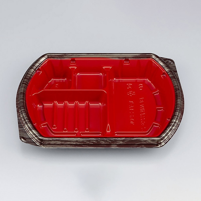 シーピー化成 弁当容器　BFN味音 23-2　本体　銀木赤／春茜／結花赤／結花黒　50枚入×12袋（600枚）/箱