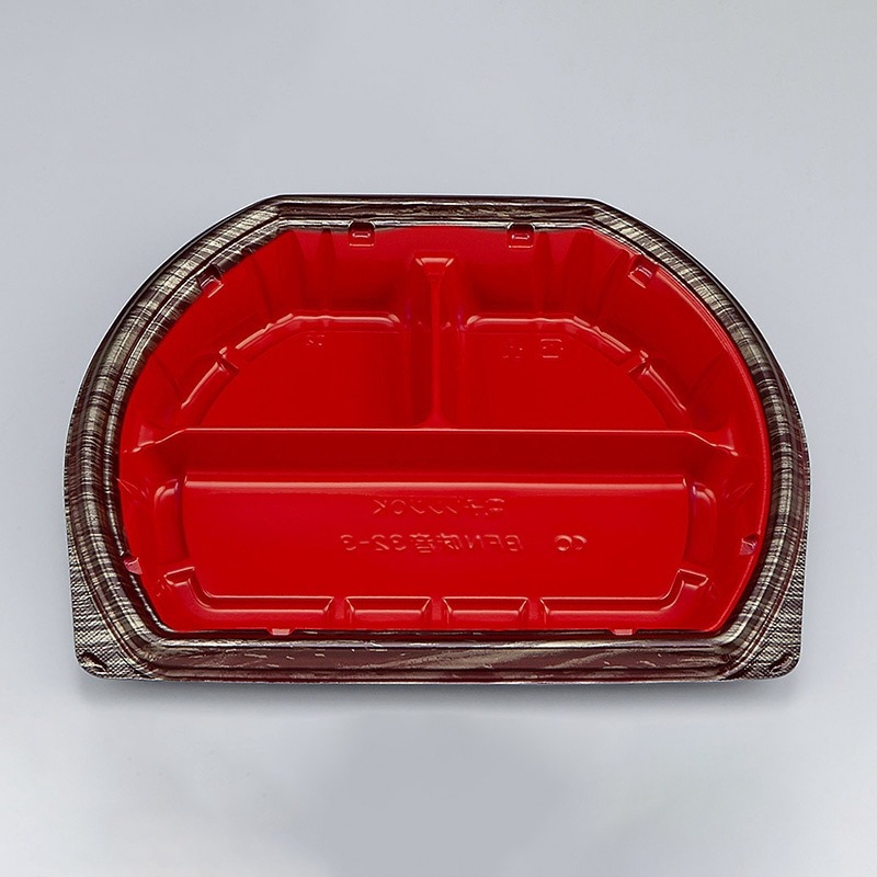 シーピー化成 弁当容器　BFN味音 32-3　本体　銀木赤／結花赤／結花黒　50枚入×12袋（600枚）/箱
