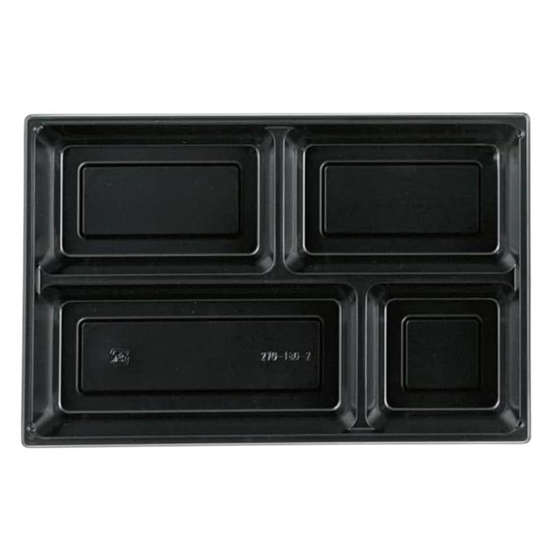 アヅミ産業 紙製弁当容器 使い捨てトレー 270-180-2 (黒) 4ツ仕切　50枚入