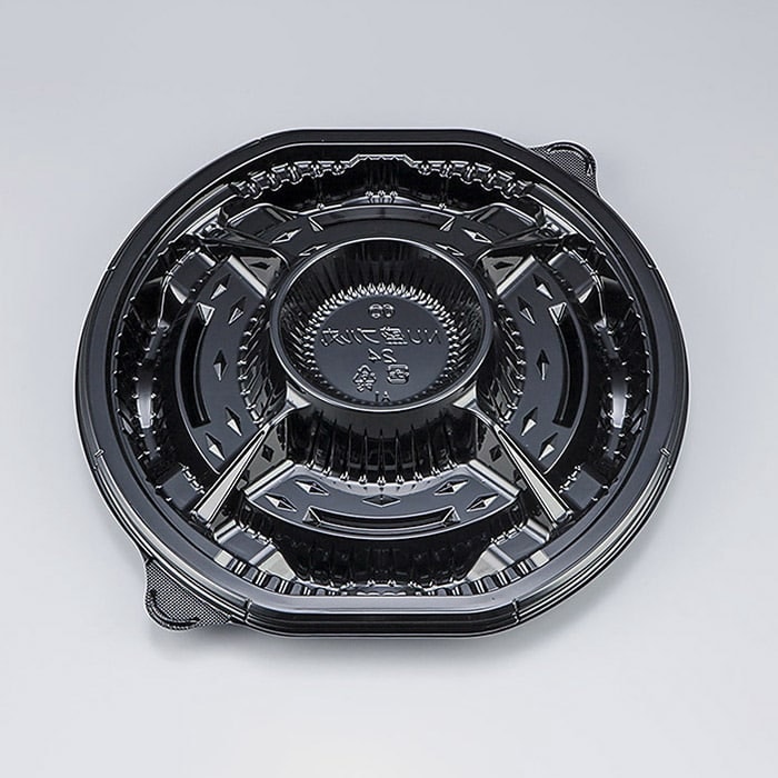 シーピー化成 オードブル容器　NU盛ブル丸 24　本体　黒　10枚×30袋（300枚）/箱