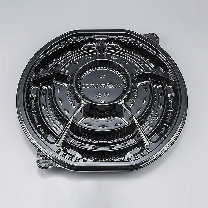 シーピー化成 オードブル容器　NU盛ブル丸 30　本体　黒　10枚×20袋（200枚）/箱