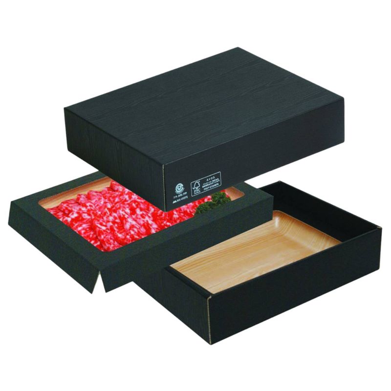 ヤマニパッケージ 精肉ギフト箱 肉箱 黒 深口 FS　NK-410FS 　25個×2束（100個）/箱