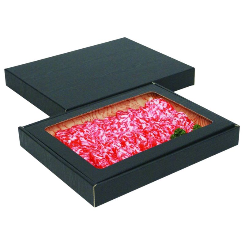 ヤマニパッケージ 精肉ギフト箱 肉箱 黒 浅口 FS　NK-411FS 　25個×2束（100個）/箱