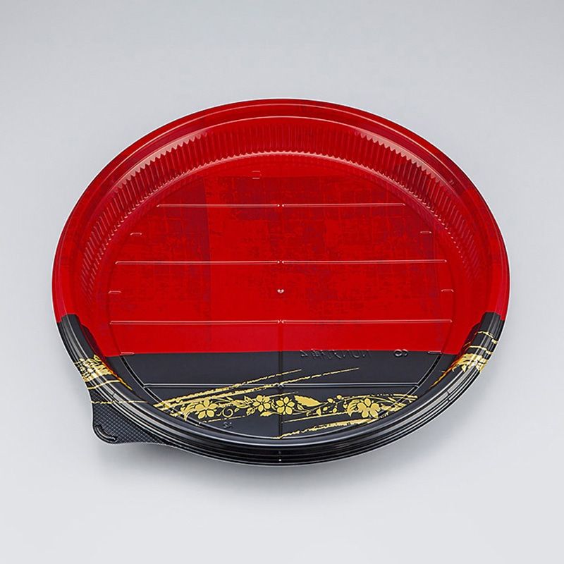 シーピー化成 寿司容器　NUN丸桶 4　本体　天佑赤 ／天祐金　10枚入×12袋（120枚）/箱