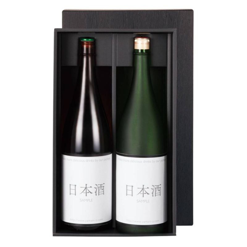 ヤマニパッケージ ギフト箱　黒木目一升瓶 2本箱 SK-1739　30枚/箱（ご注文単位1箱）
