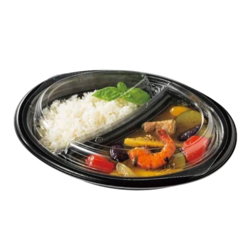 ケーピープラテック カレー容器　Kランチ-1 本体 耐熱 黒　25枚入×24袋（600枚）/箱