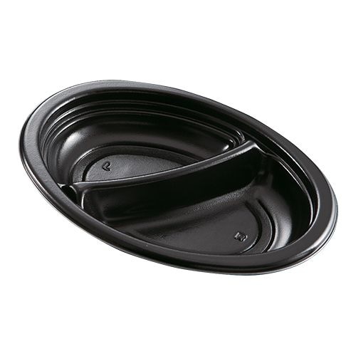 ケーピープラテック カレー容器　Kランチ-1 本体 耐熱 黒　25枚入×24袋（600枚）/箱