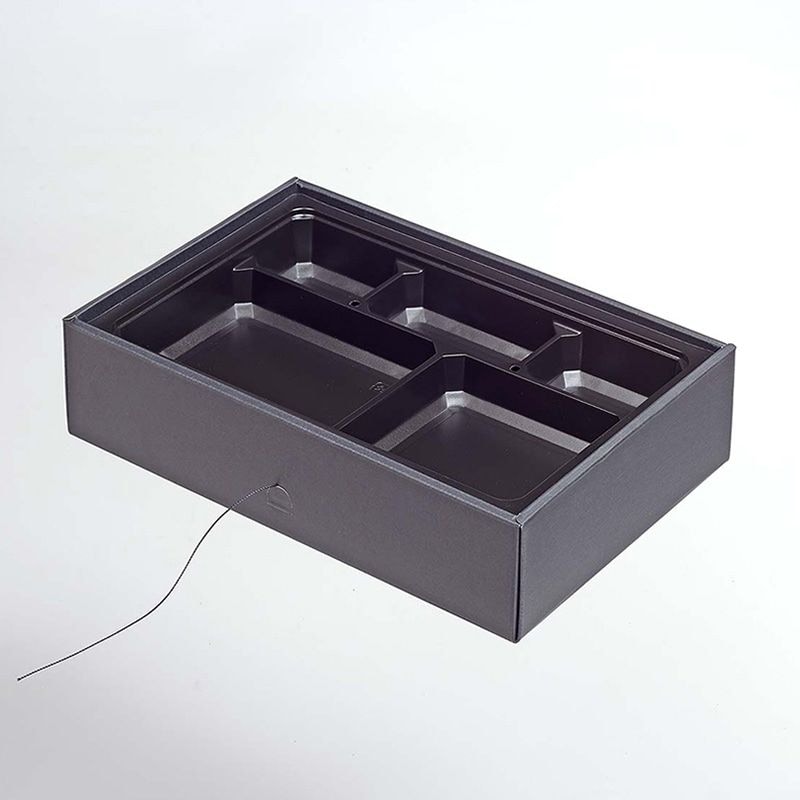 ヨシザワ 弁当容器　蒸熱BOX　幕の内 90－60　Ｃ黒 KIT1　50個/箱