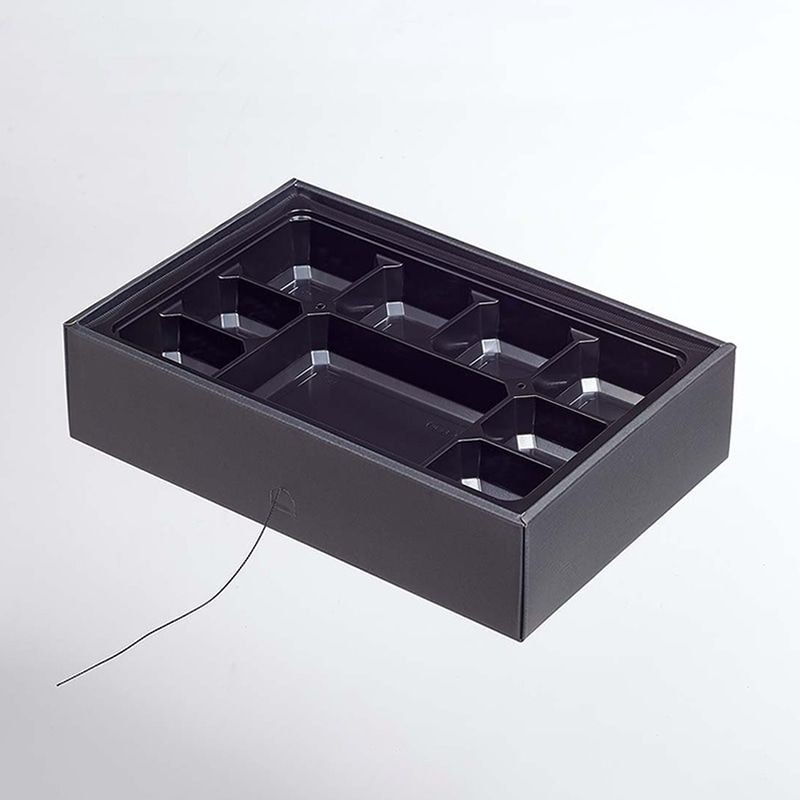 ヨシザワ 弁当容器　蒸熱BOX　幕の内 90－60 NC　黒 KIT1　50個/箱